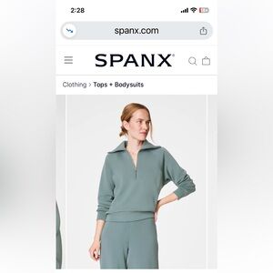 SPANX Air Essentials Half Zip, size Small, Fennel, NWT!